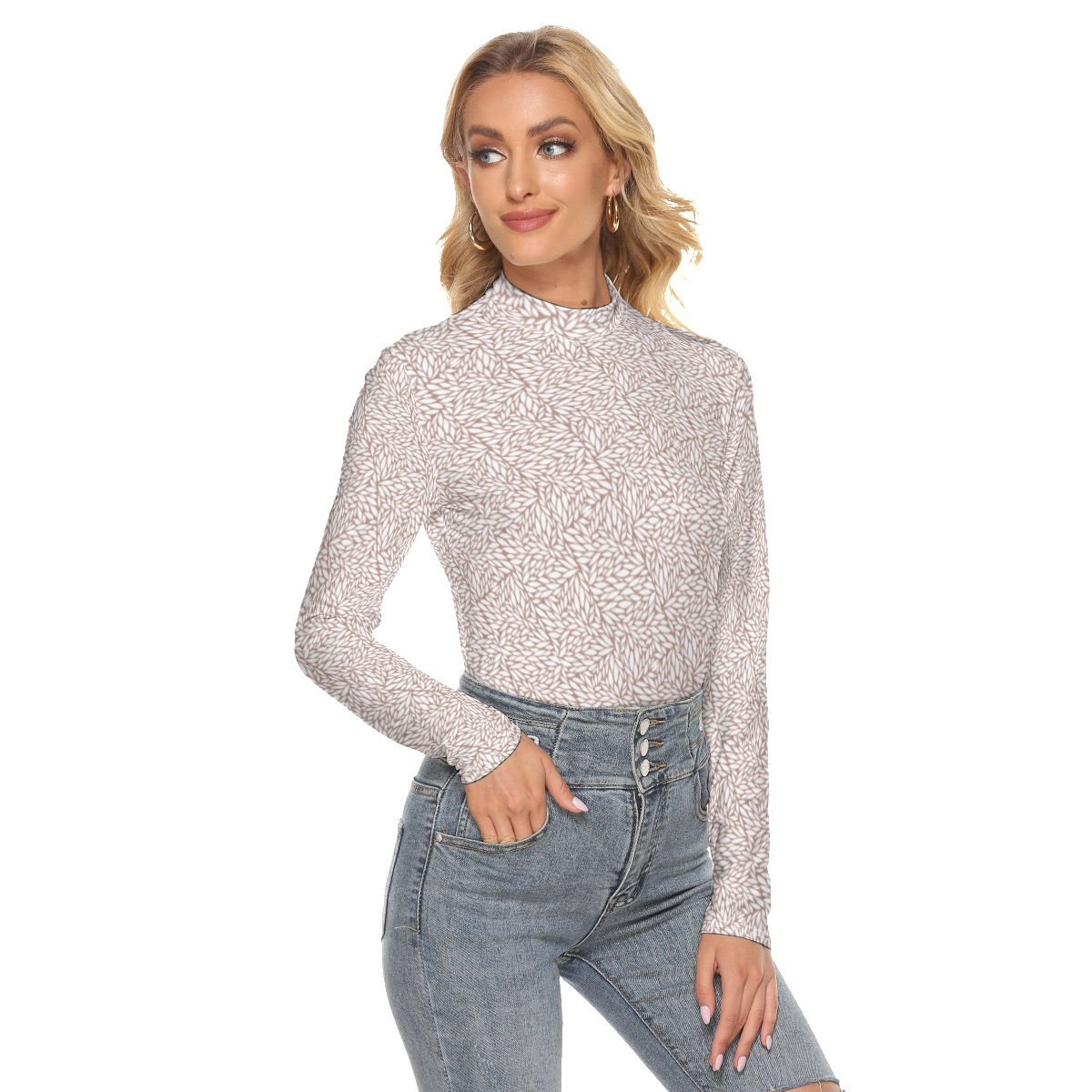 Ladies Stretch Turtleneck Long Sleeve Top