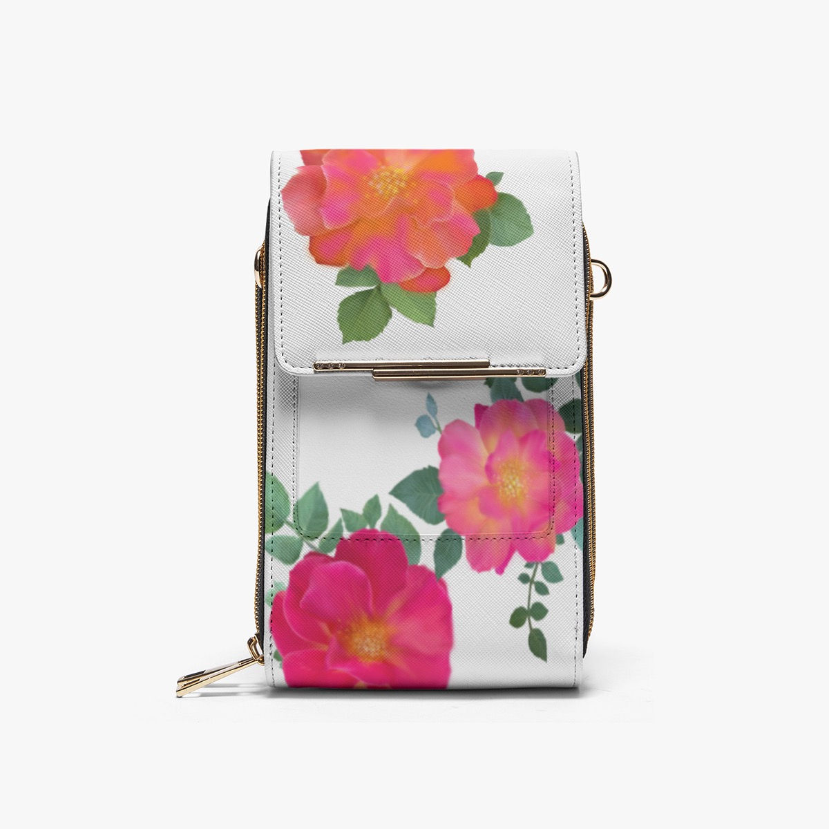 Mobile Phone Bag with Compartments Bold Floral White