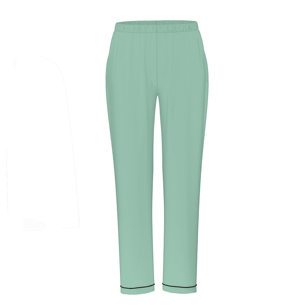 Thumbnail: Ladies Long Sleeve Pajama Set with Black Contrast Piping Sage