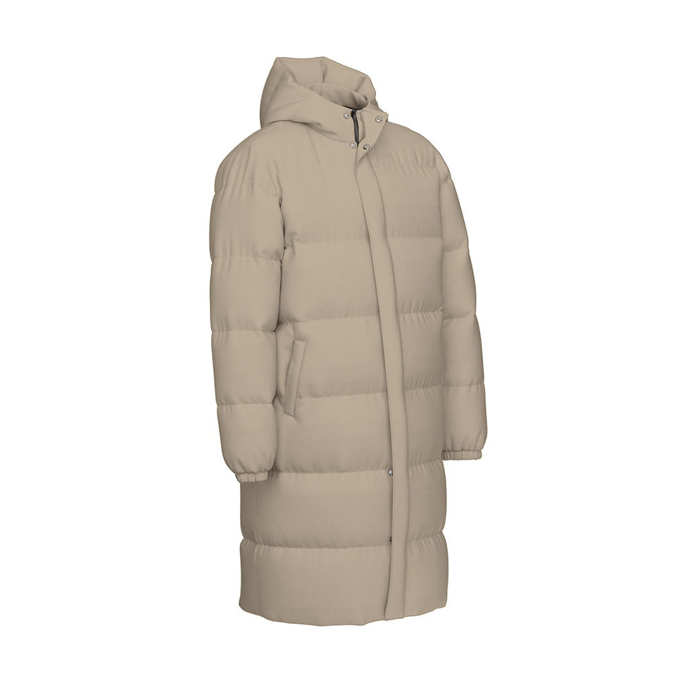 Thumbnail: Unisex Long Down Jacket Beige