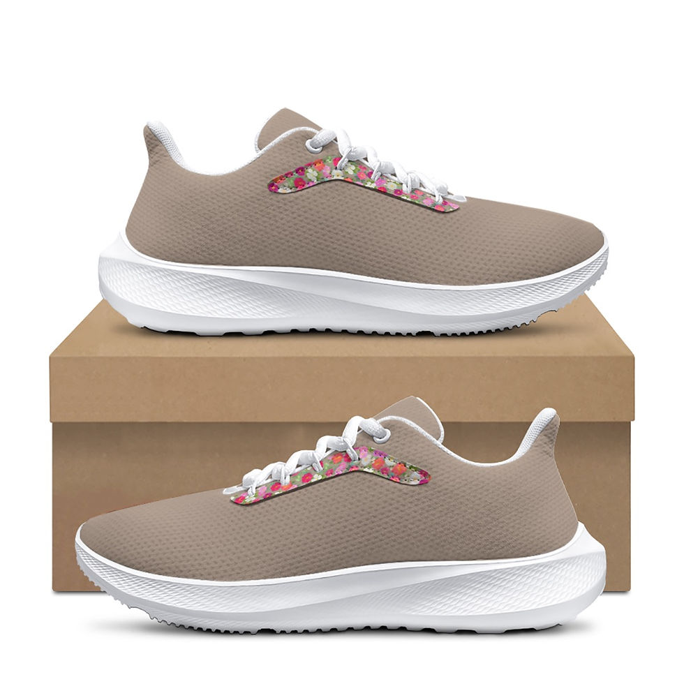 Thumbnail: Women's Running Shoes Taupe Beige with Multi Floral Accent