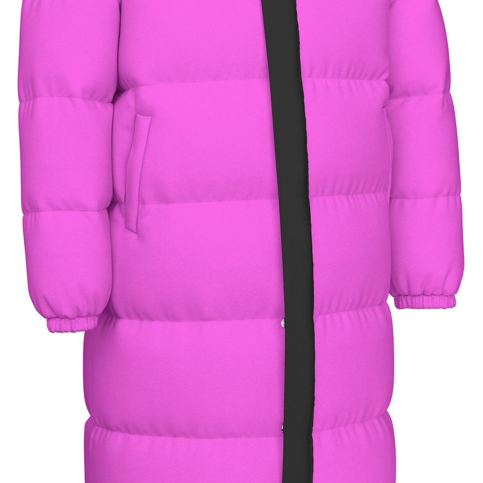 Thumbnail: Unisex Long Down Jacket Fuchsia Black