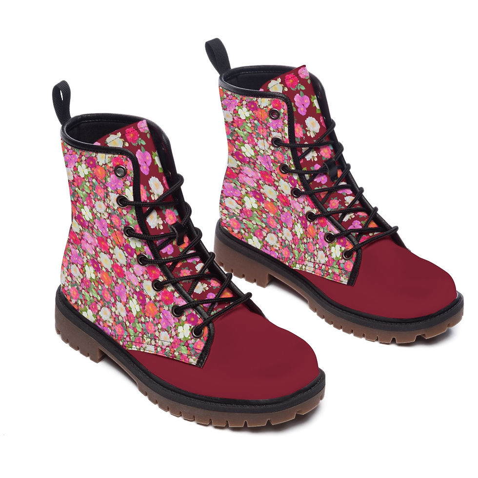Thumbnail: Women's Martin Short Boots Multi Floral Dark Red