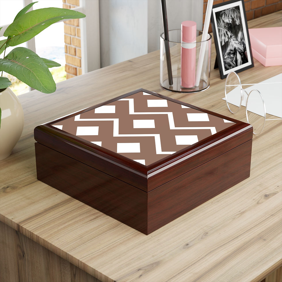 Thumbnail: Jewelry Box Geo Print Brown White