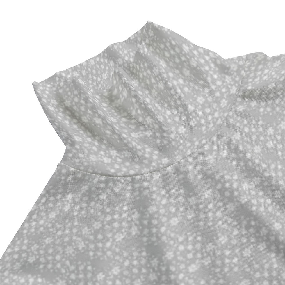 Thumbnail: Grey Floral Long Turtleneck with Diagonal Hem