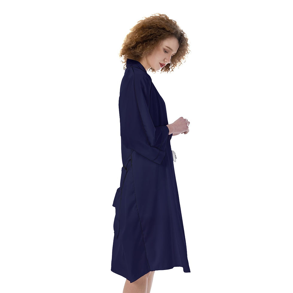 Thumbnail: Ladies Silky Kimono Robe Midnight