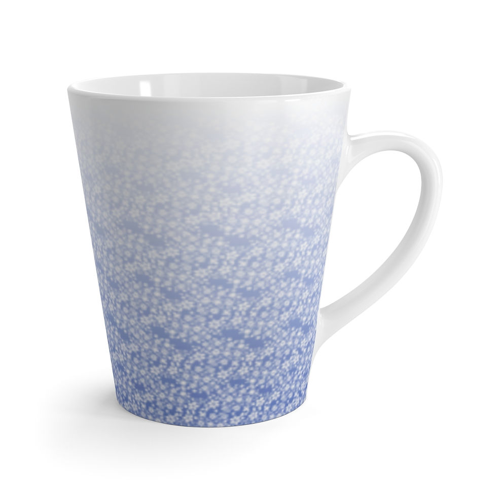 Thumbnail: Latte Mug White Floral Print on Blue Gradient