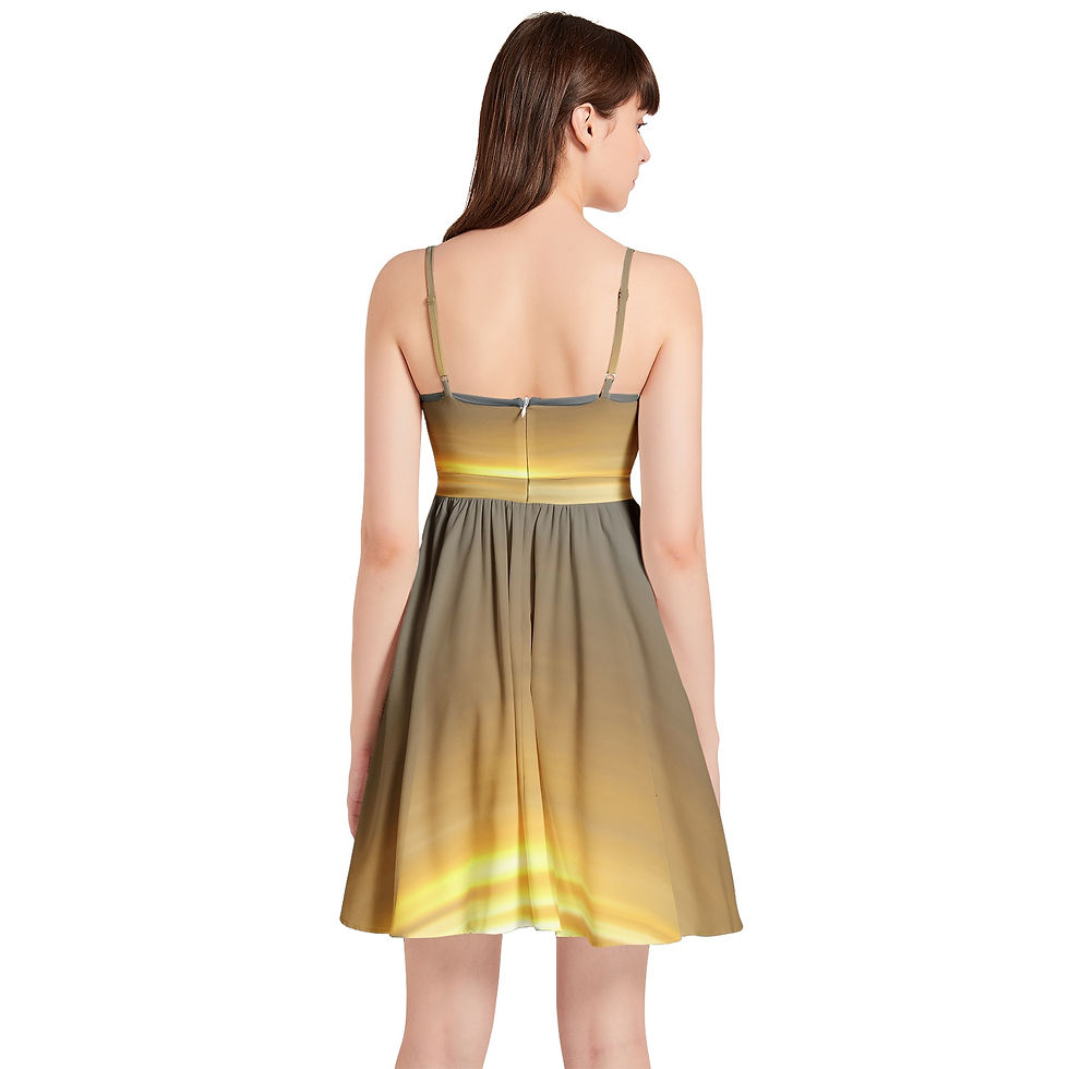 Thumbnail: Spaghetti Strap Sleeveless Falred Hem Short Dress SunGlow© IV