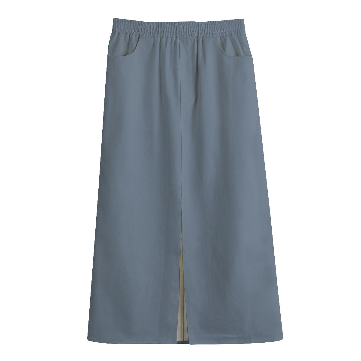 Front Slit Canvas Weight Cotton Skirt with Pockets Storm Slate
