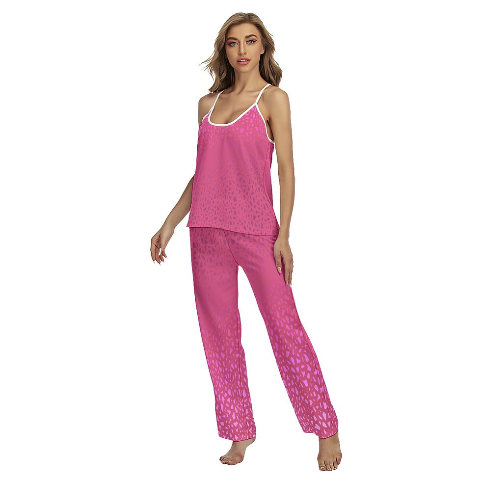 Thumbnail: Ladies Cami Pajamas Pant Set Magenta Coral