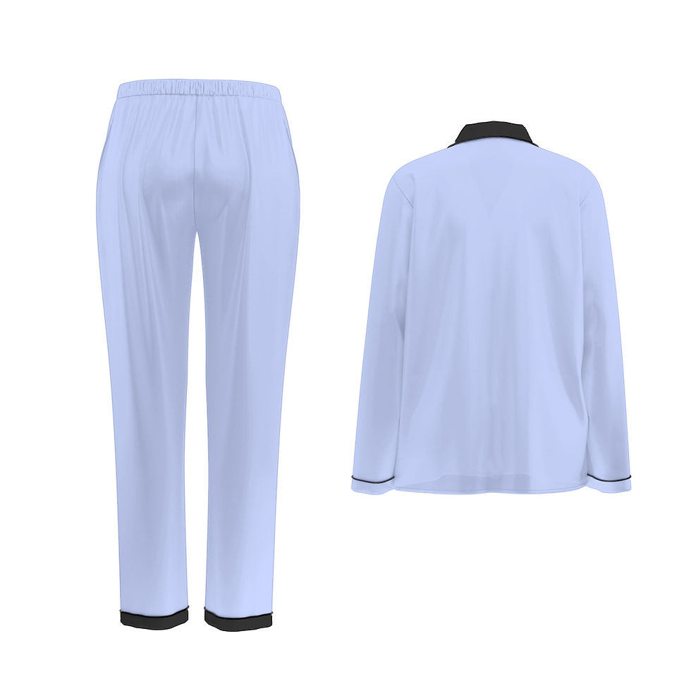 Thumbnail: Ladies Long Sleeve Pajama Set with Black Contrast Piping Light Periwinkle