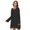 Thumbnail: Ladies Loose Crew Neck Dress Black with Magenta Neckline