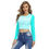 Thumbnail: Long Sleeve Crop Top étoiles Bright Turquoise