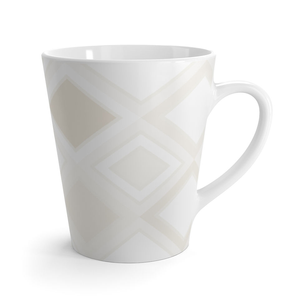 Latte Mug Light Beige Diamond Print