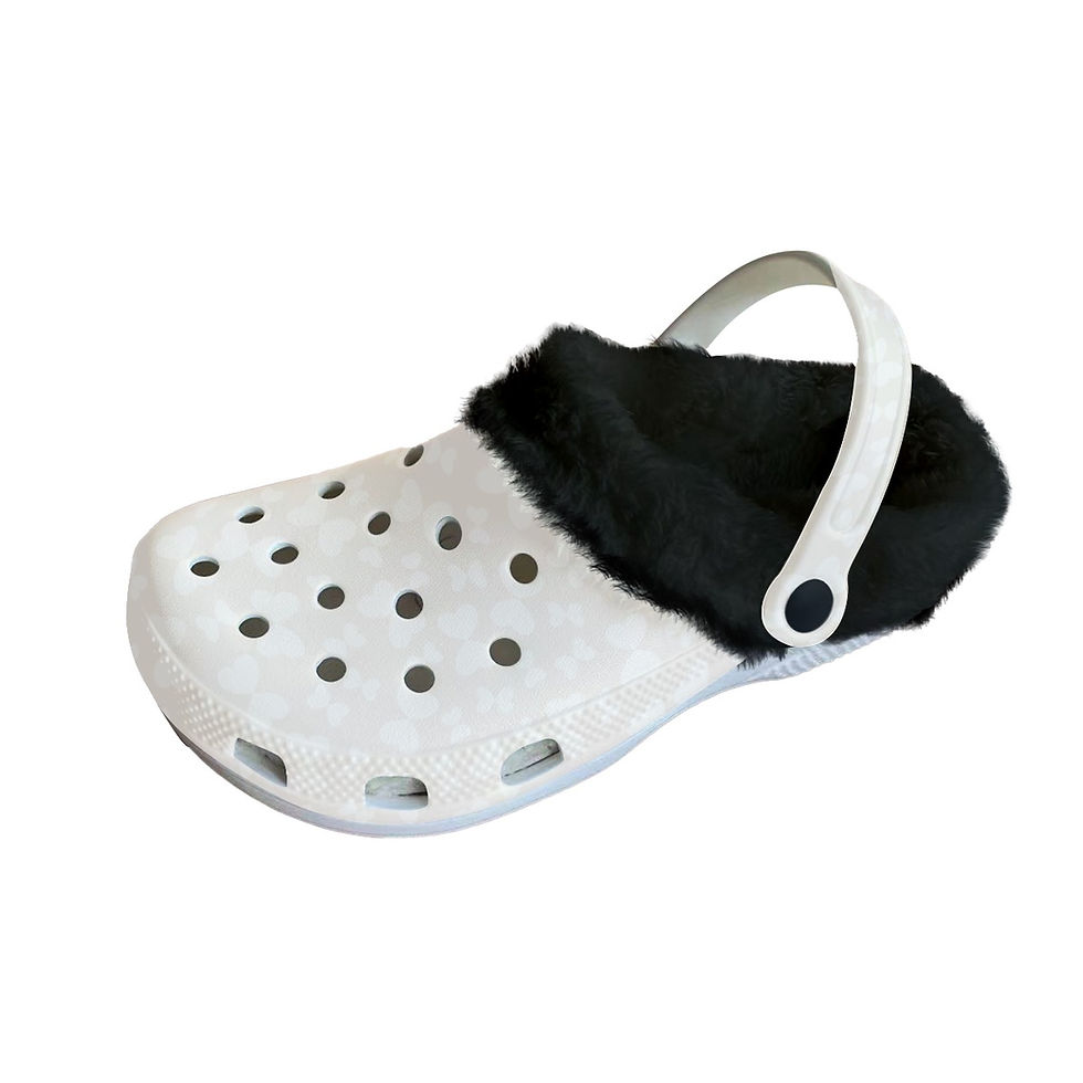 Thumbnail: Women's Classic Clogs with Furry Fleece Natural Butterflies Print