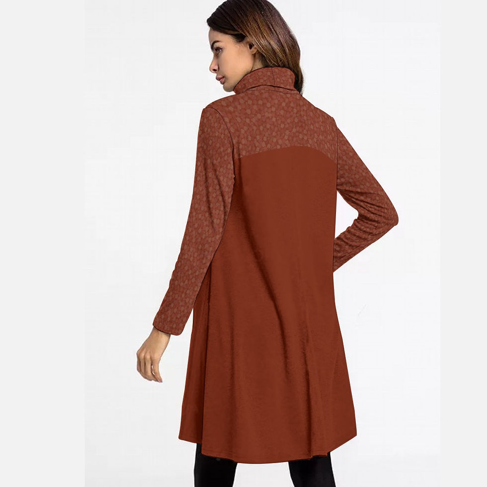 Thumbnail: High Neck Long Sleeve Dress Autumn Floral