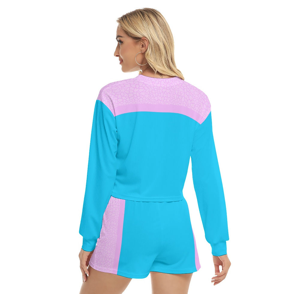 Thumbnail: Sweatshirt & Shorts Set Bright Blue & Petal Print