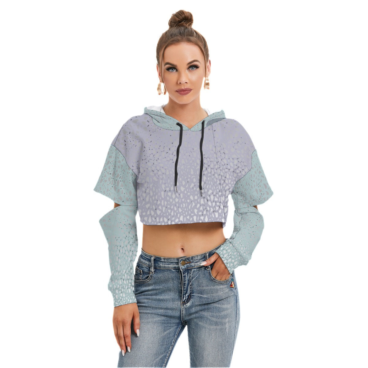 Heavy Fleece Hoodie with Cut-out Sleeves Natural Pastels