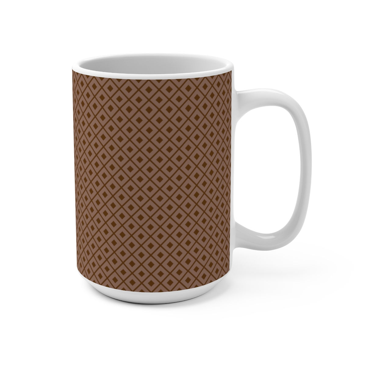 Mug 15oz Dark Mocha Diamond Print