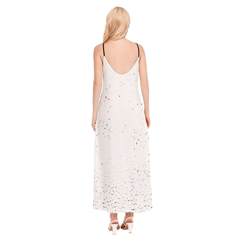 Thumbnail: Black Shoulder Strap Long Dress Natural Speckle