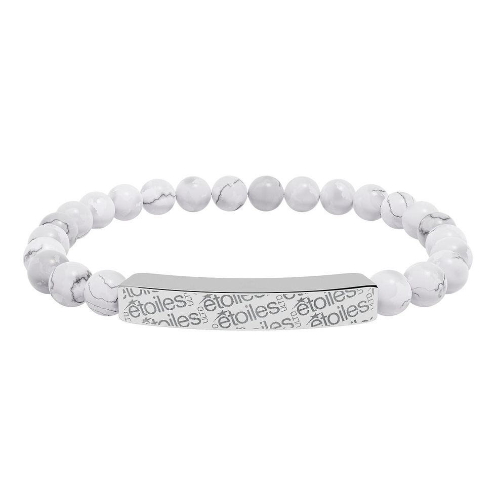 Thumbnail: Natural Stone Stretch Bracelet - étoiles logo Fashion