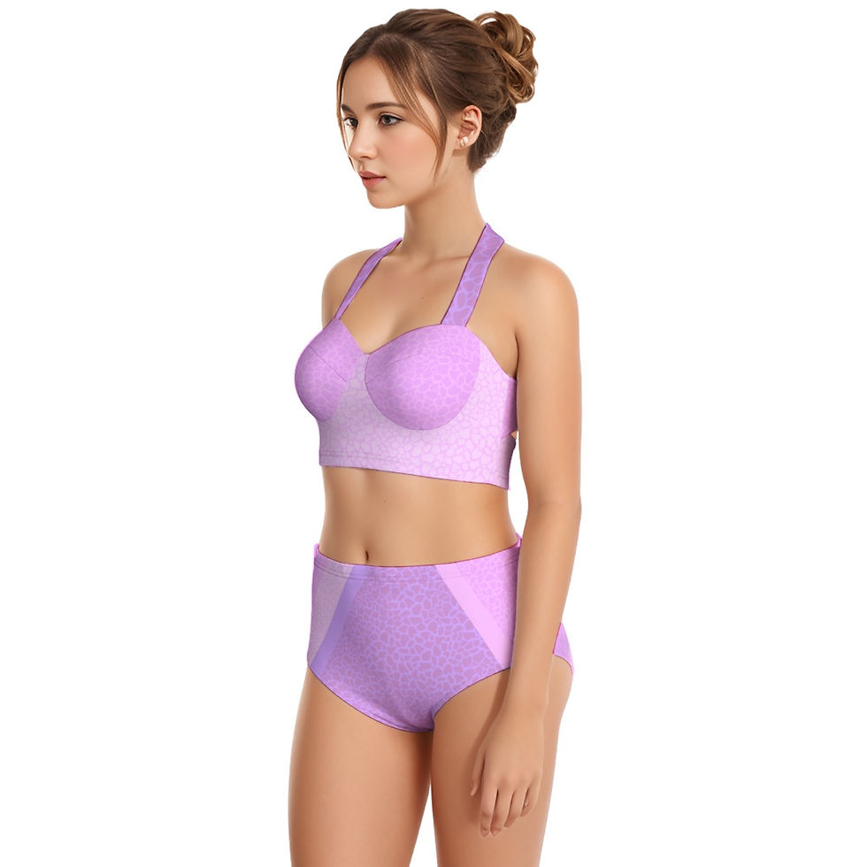 Thumbnail: Two Piece Halter Tie Swimsuit Bikini Petal Print