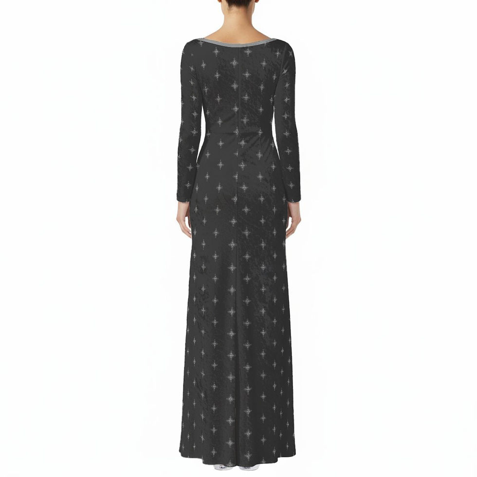 Thumbnail: Velvet Shine Maxi Dress Grey é Diamond Print