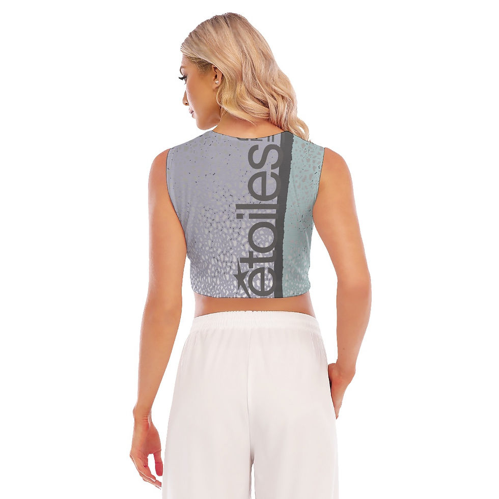Thumbnail: Sleeveless Cropped Top étoiles Logo Mint Slate Stone Abstract