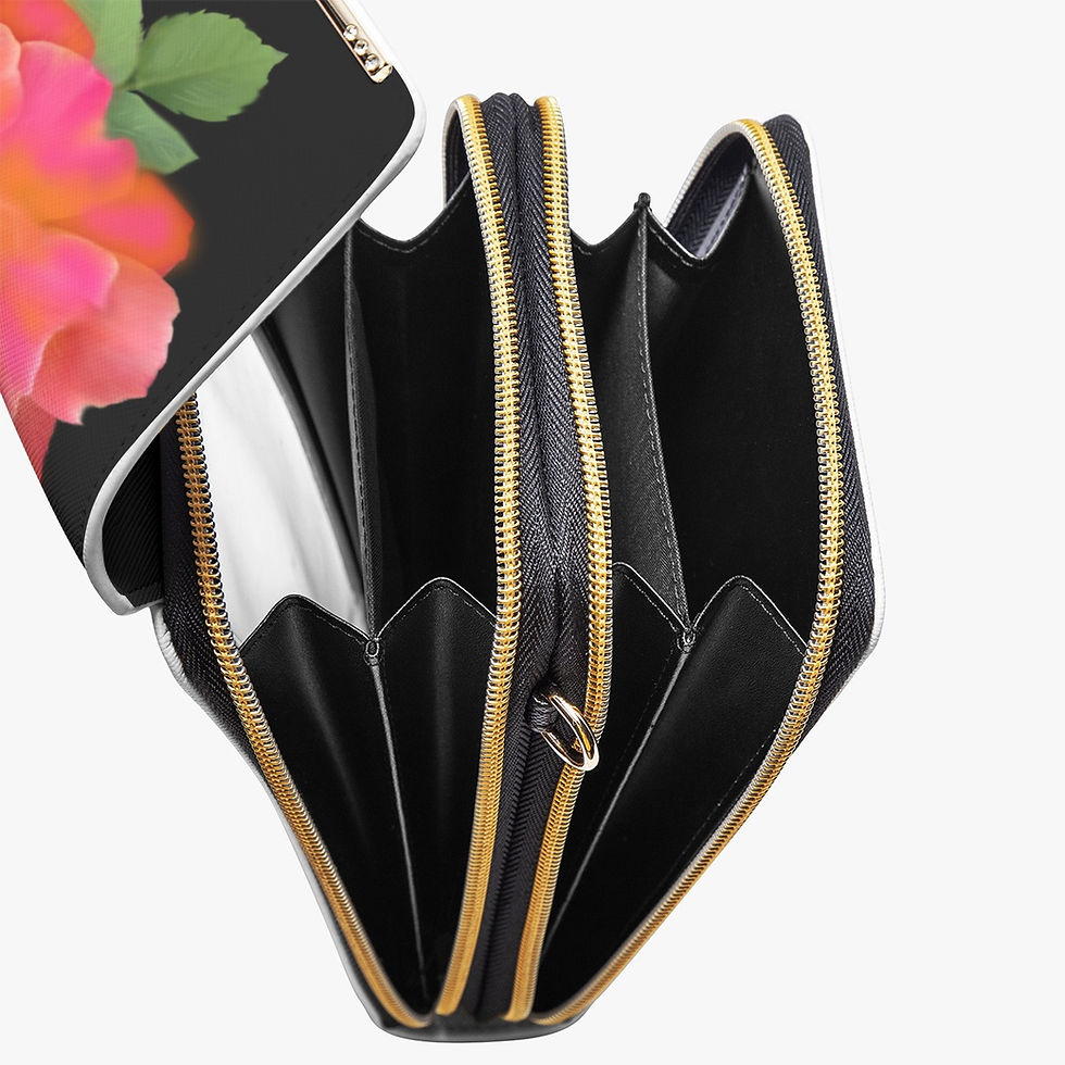 Thumbnail: Mobile Phone Bag with Compartments Bold Floral Black