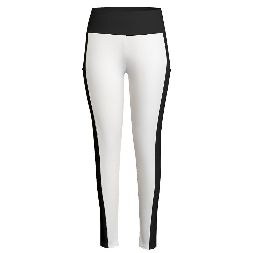 High Waist Leggings with Side Pocket White & Black