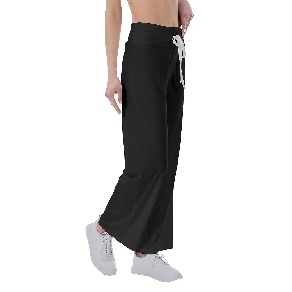 Thumbnail: High-waisted Straight-leg Trousers Black