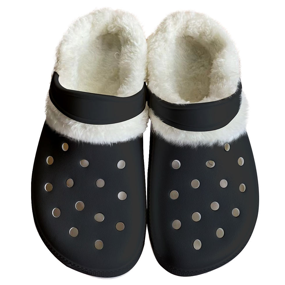 Thumbnail: Women's Classic Clogs Black with White or Black Furry Fleece