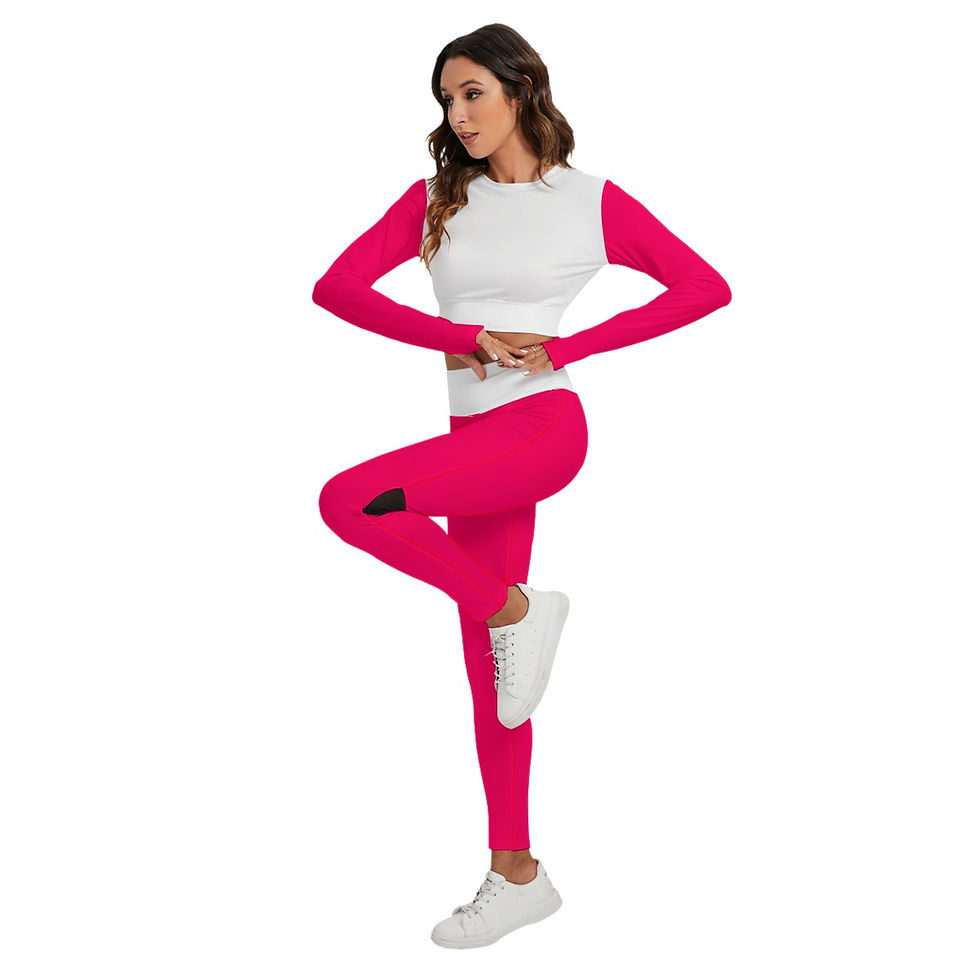 Thumbnail: Sport Set With Backless Top and Leggings White & Magenta