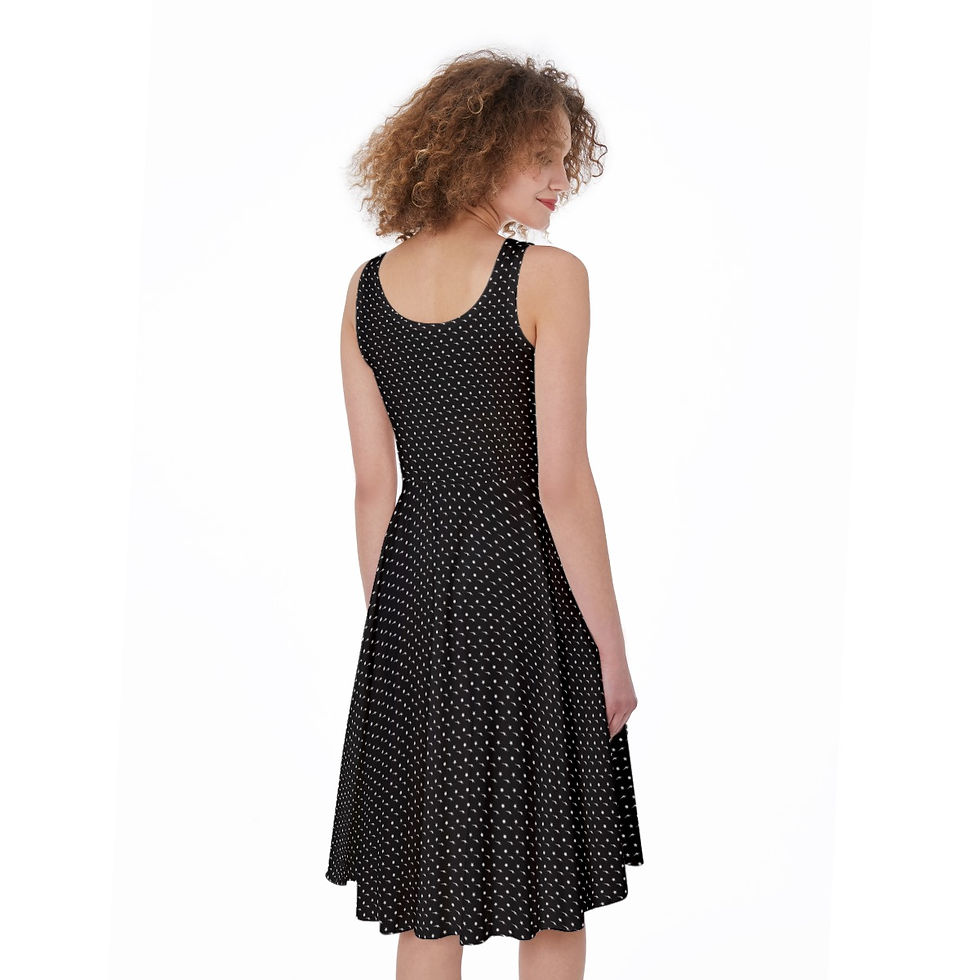 Thumbnail: Sleeveless Dress B&W Starry Print