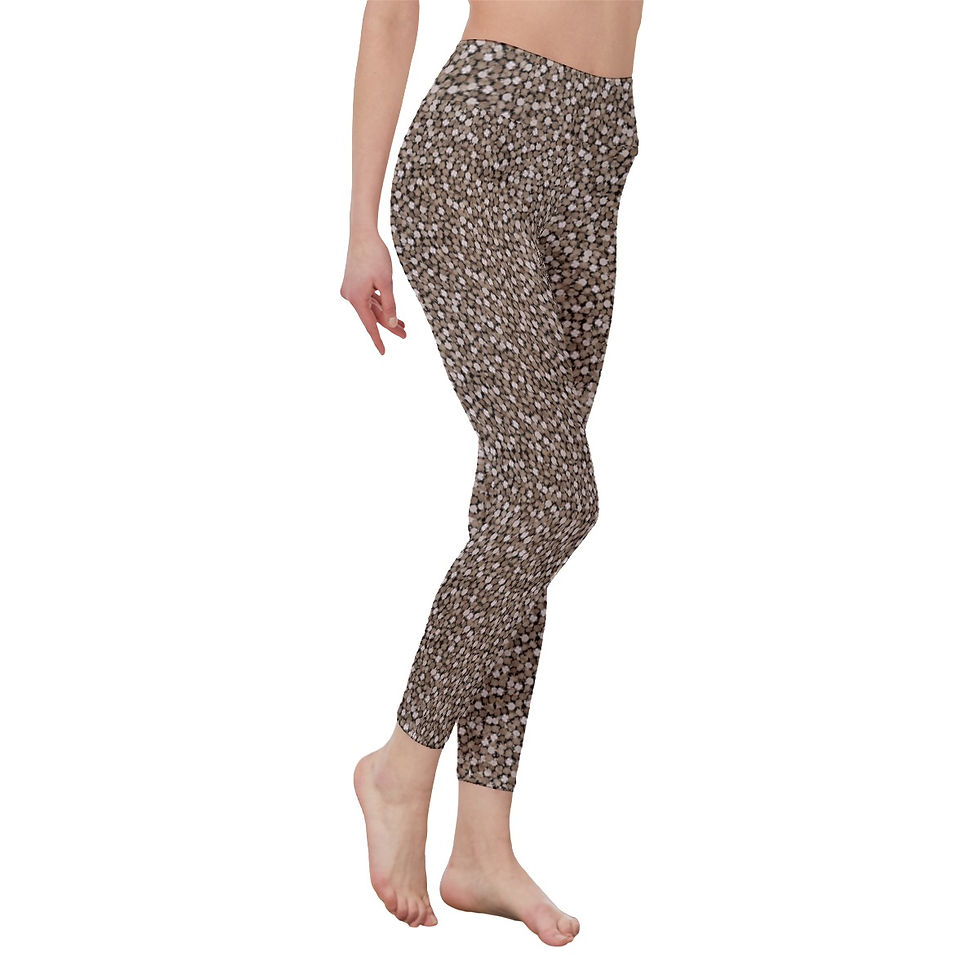 High Waist Leggings | Side Stitch Closure Brown Black