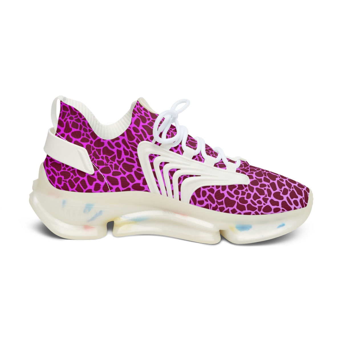Women's Mesh Sneakers Fuchsia Red Petal Print