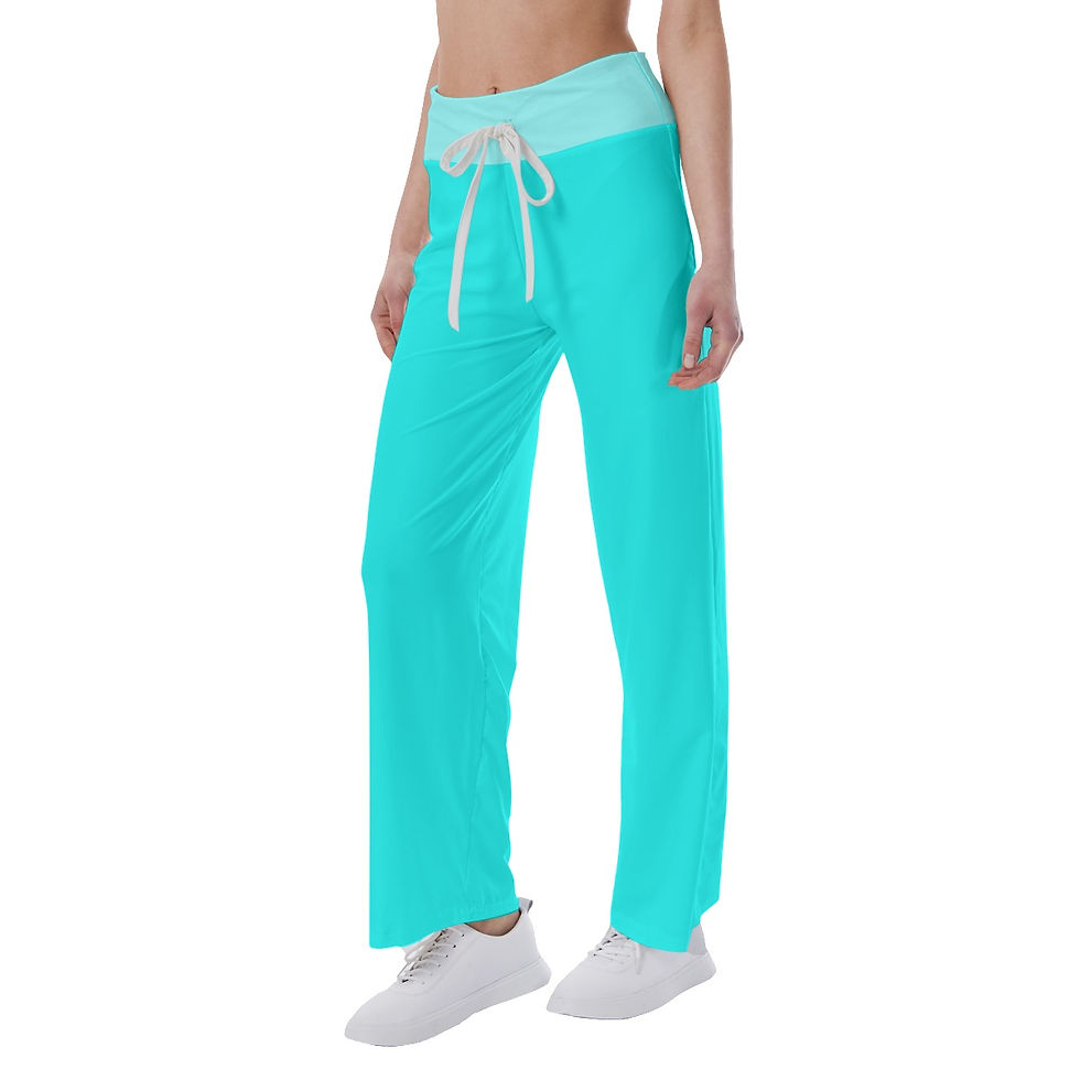 Thumbnail: Ladies High-waisted Straight-leg Trousers Sea Teal