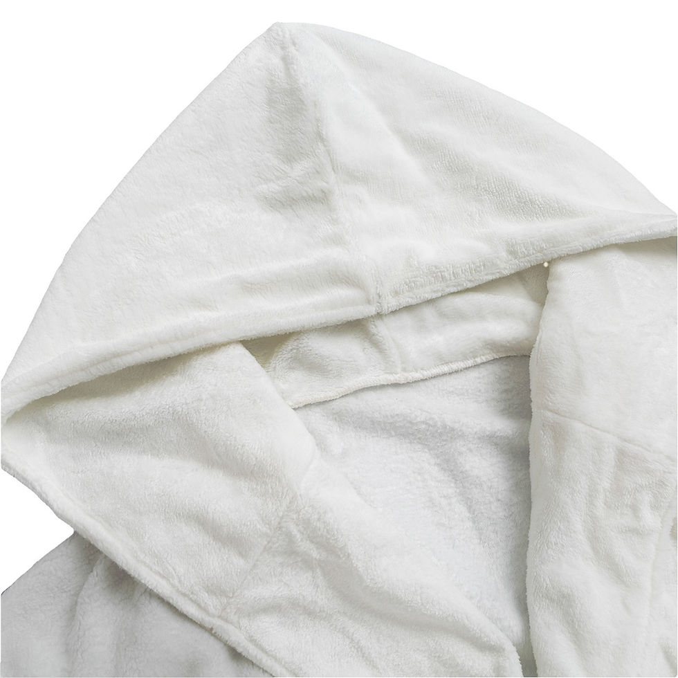 Thumbnail: Unisex Flannel Hooded Bathrobe Light Grey & White