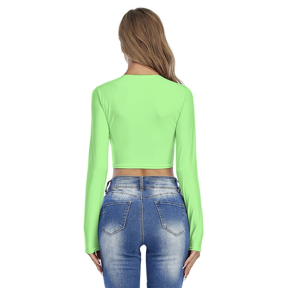 Thumbnail: Long Sleeve Crop Top étoiles Light Lime