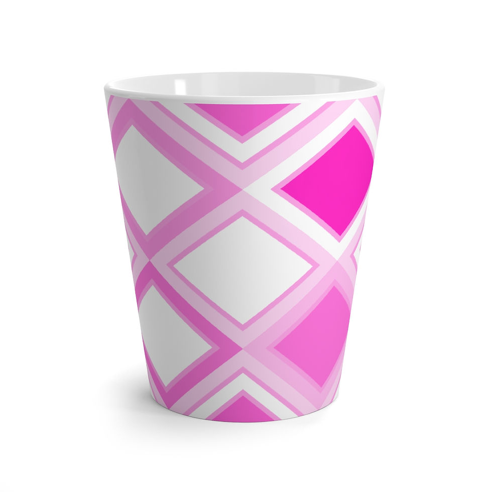 Thumbnail: Latte Mug Fuchsia Diamond Print  