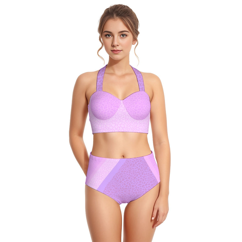 Thumbnail: Two Piece Halter Tie Swimsuit Bikini Petal Print