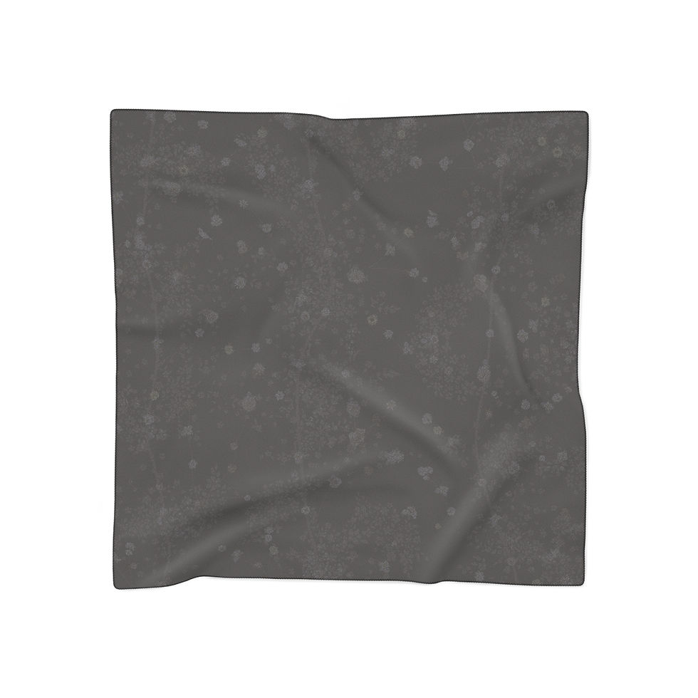 Thumbnail: Espresso Bird Floral Texture Poly Scarf