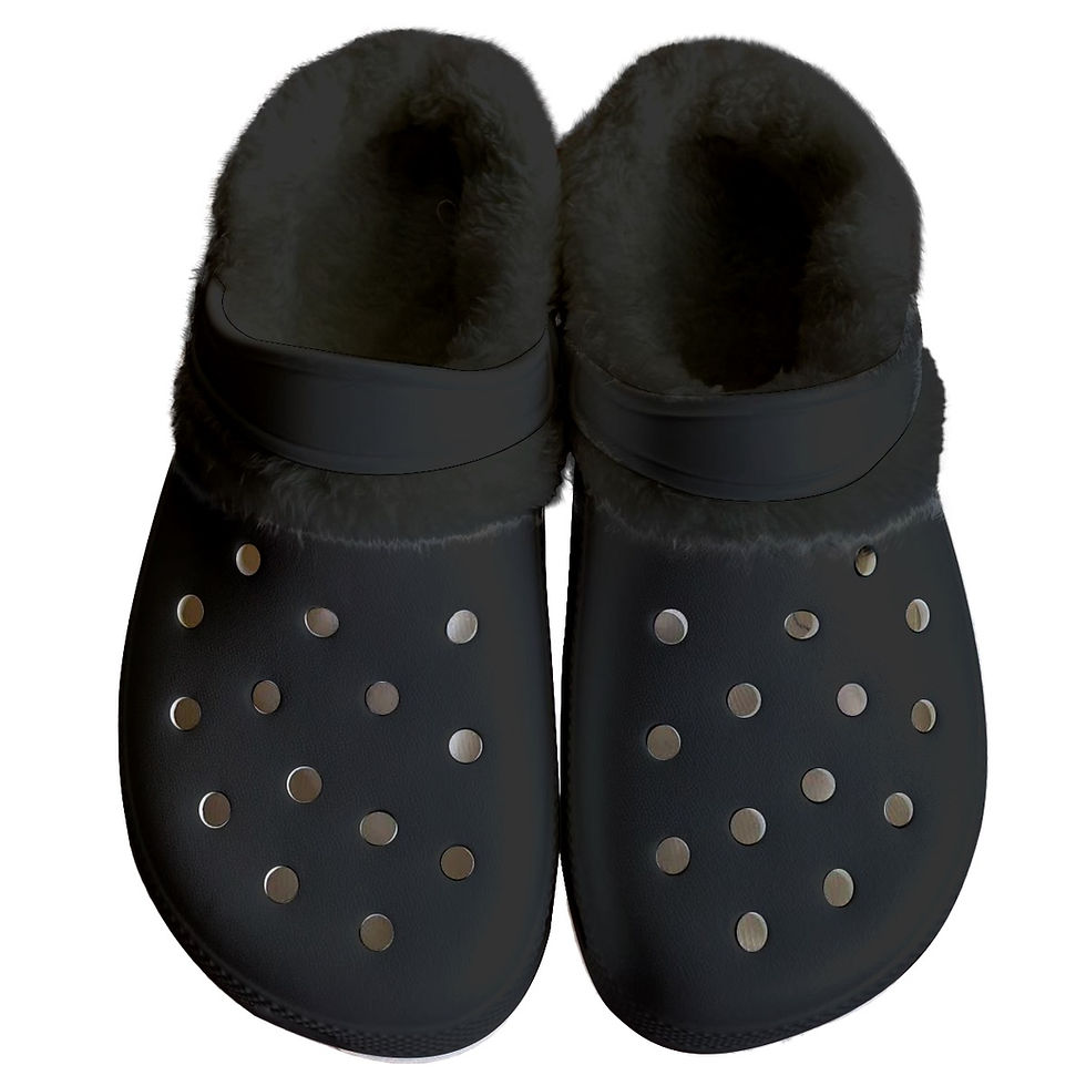 Thumbnail: Women's Classic Clogs Black with White or Black Furry Fleece