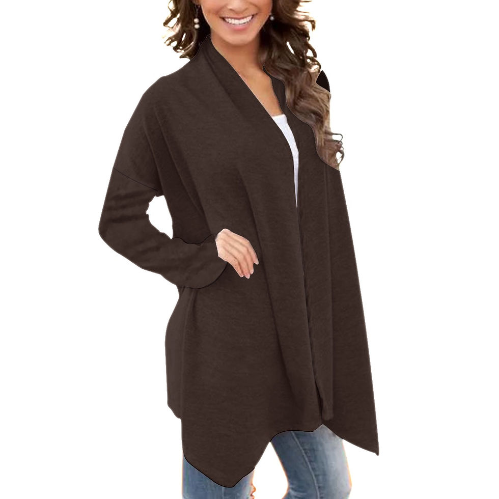 Thumbnail: Ladies Long Sleeve Cardigan Espresso