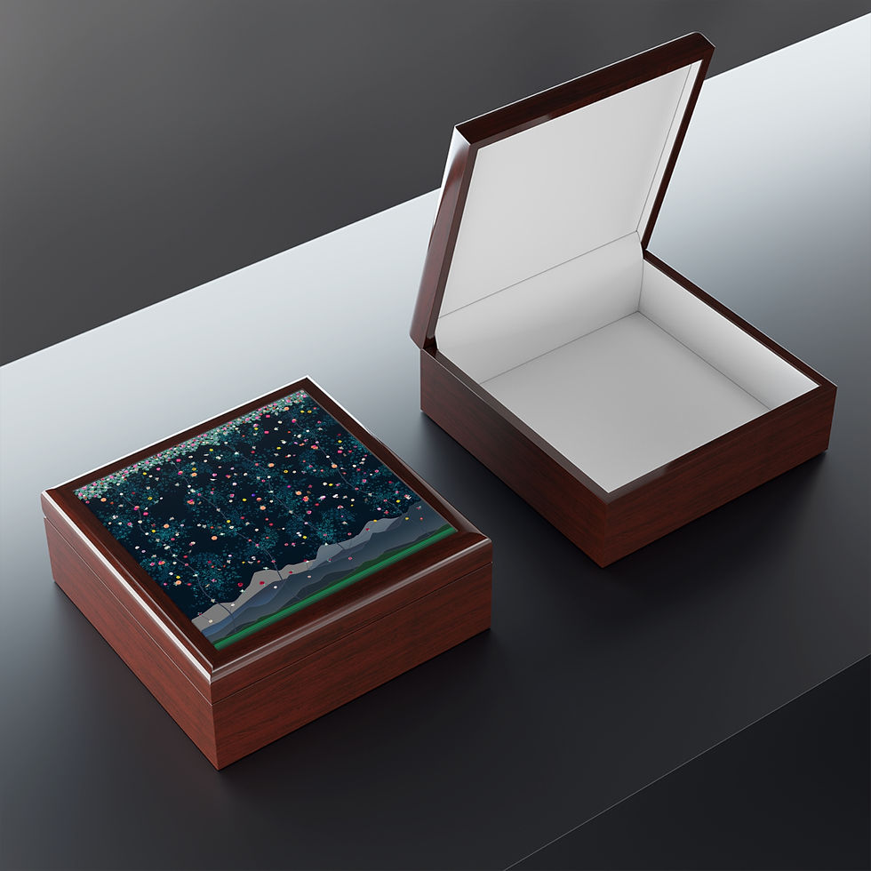 Thumbnail: Jewelry Box Bird Vine Floral Midnight Teal