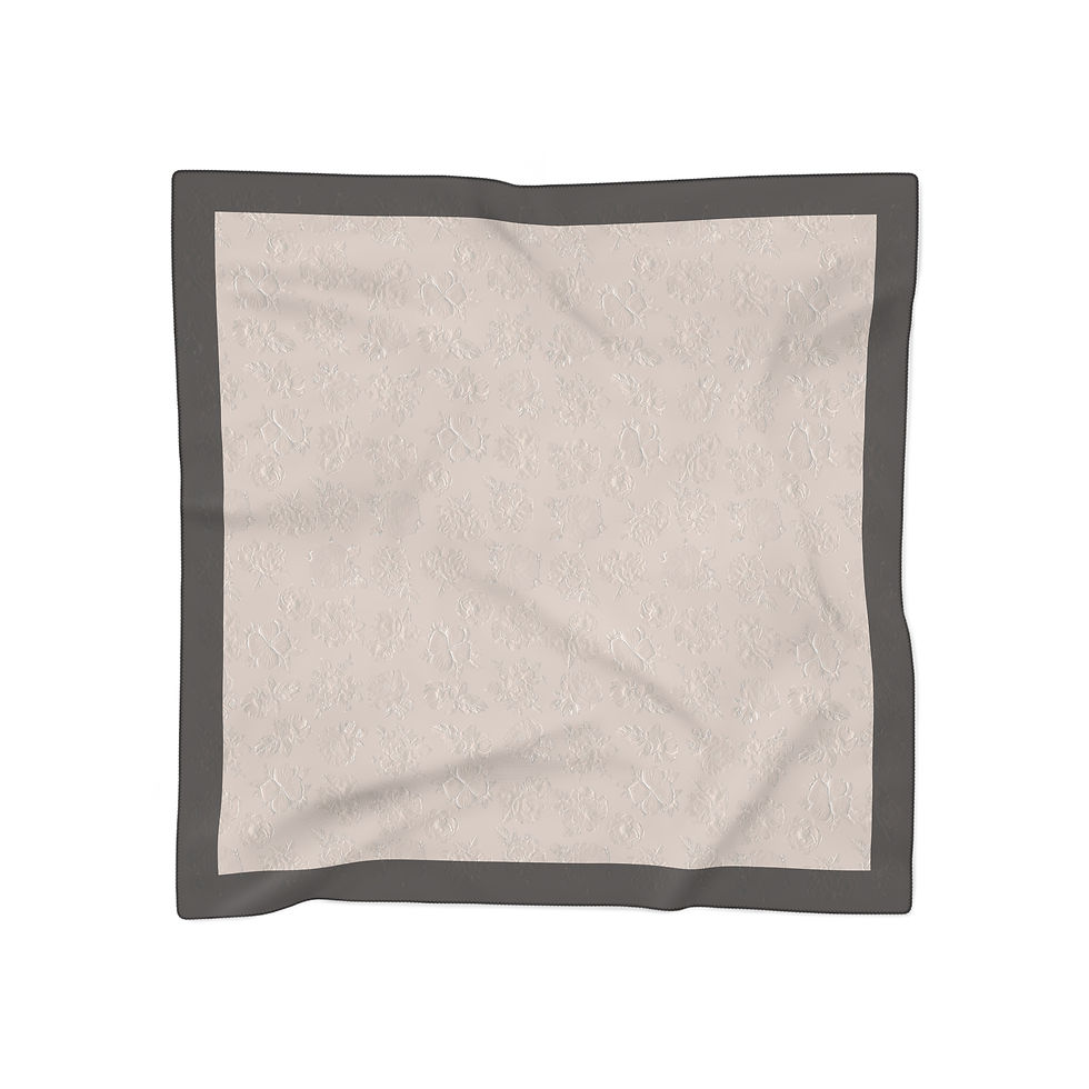 Thumbnail: Natural Neutral MBoss Rose Flower Print Poly Scarf