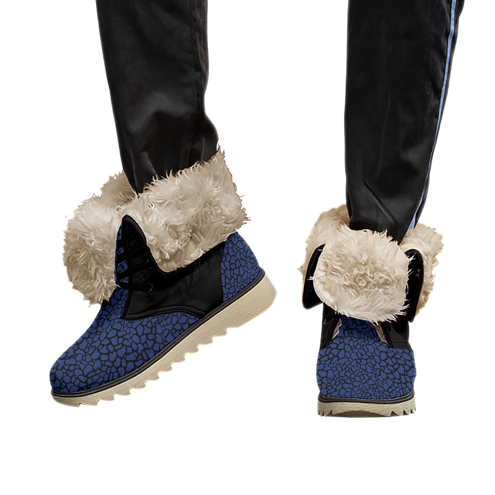 Thumbnail: Women's Plush Boots Blue Black Petal