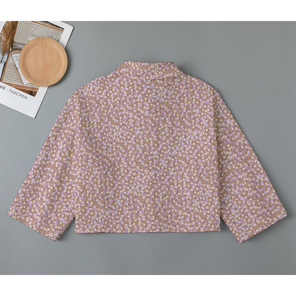 Thumbnail: Ladies Cropped Jacket | 245GSM Cotton Lavender Beige Floral