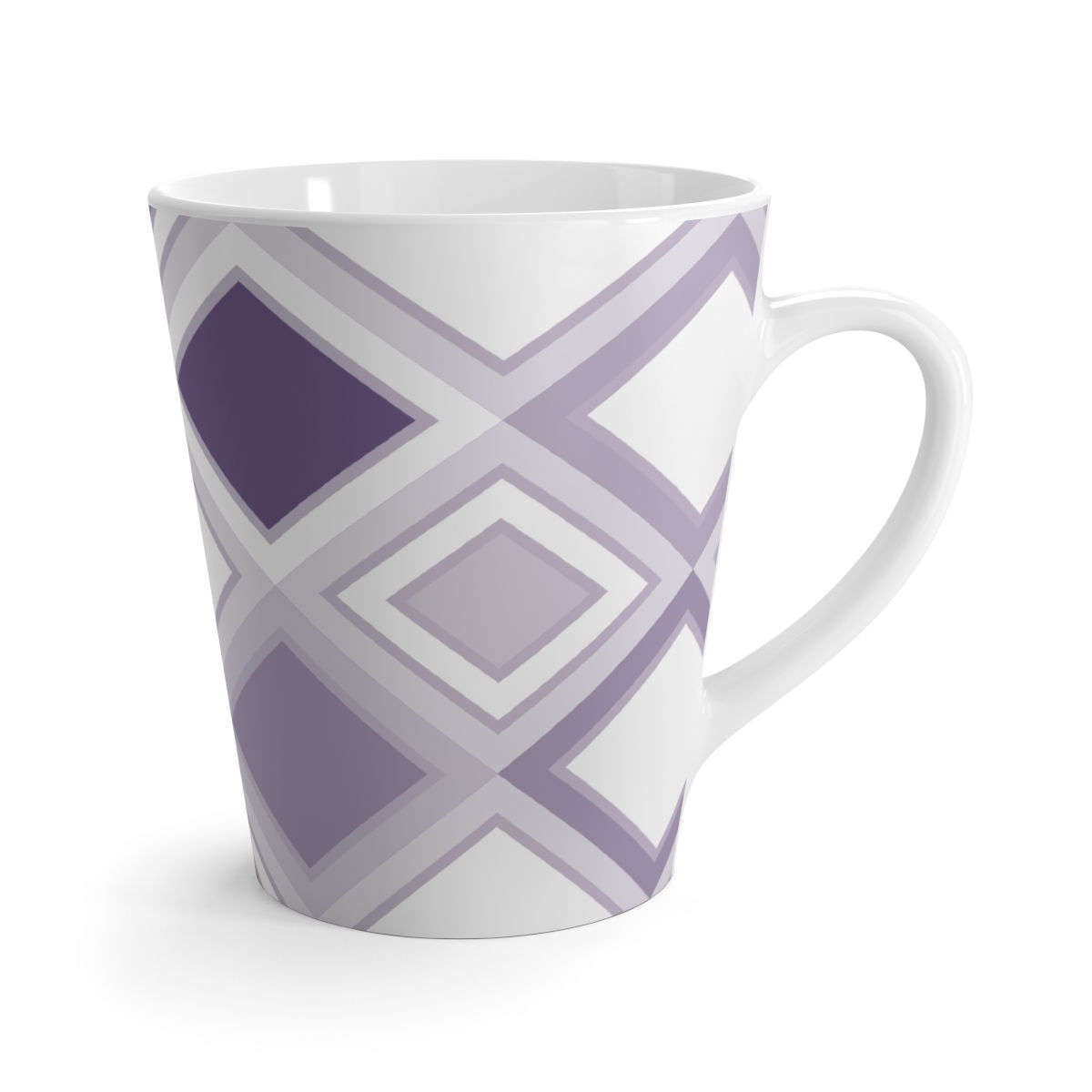 Latte Mug Plum Diamond Print