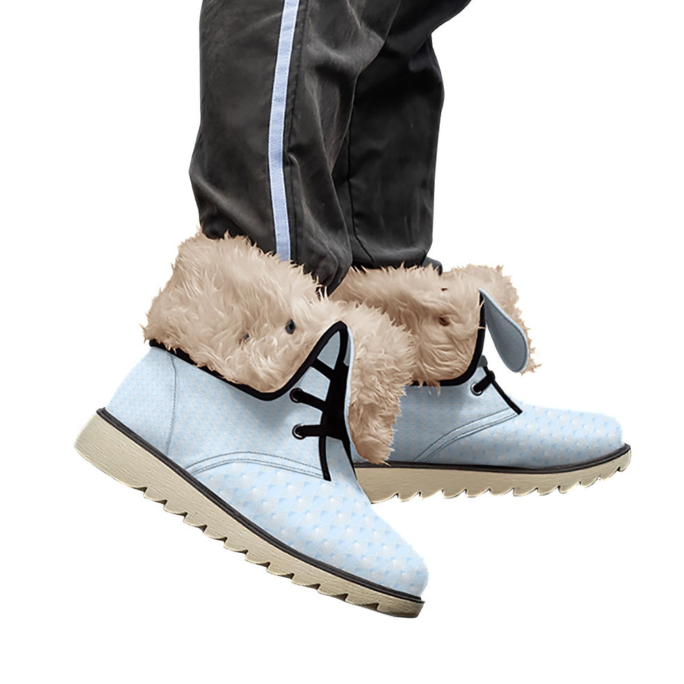 Thumbnail: Women's Plush Boots Shell Blue Scallop Print